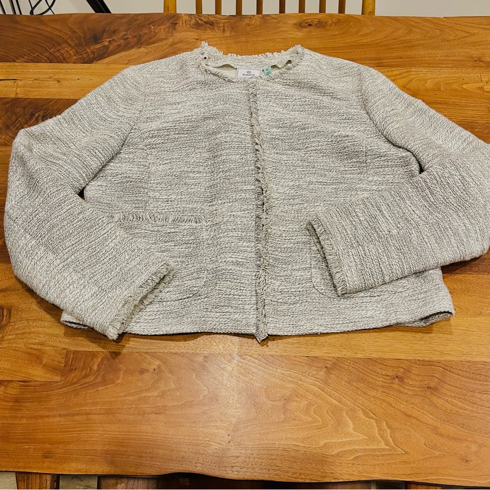 Nordstrom Susina Tweed Light Gray Women's Blazer Jacket XL cotton - Picture 3 of 9